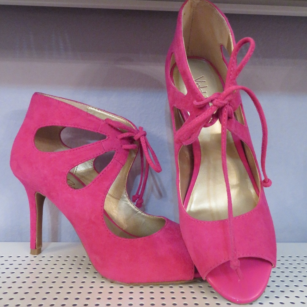 Price drop! Pink Suede Peep Toe Heel  - Size 6